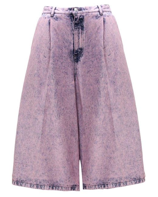 Marni Purple High-rise Wide-leg Denim Shorts