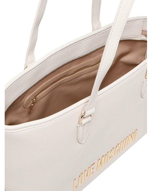 Love Moschino Natural Logo Lettering Tote Bag