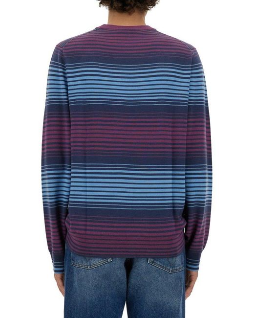 Paul Smith Blue Striped Crewneck Jumper for men