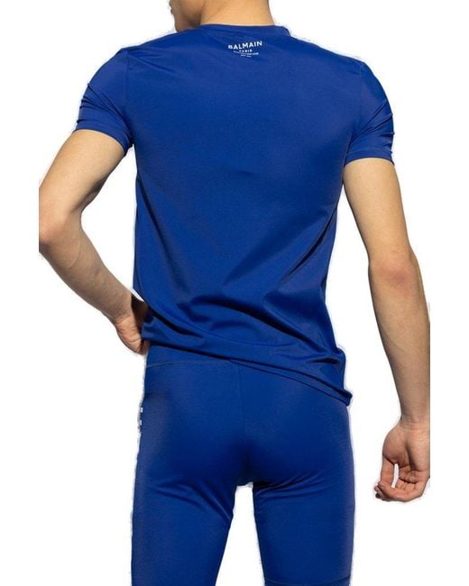 Balmain Blue Logo Swim T-Shirt for men