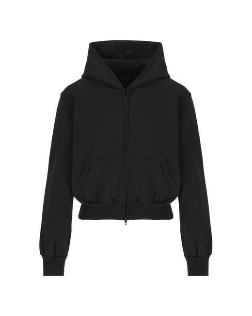 Balenciaga Embellished-Logo Zipped Hoodie in Black | Lyst