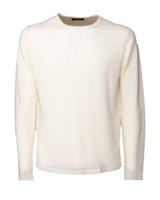 Roberto Collina White Knit Crewneck Sweater for men
