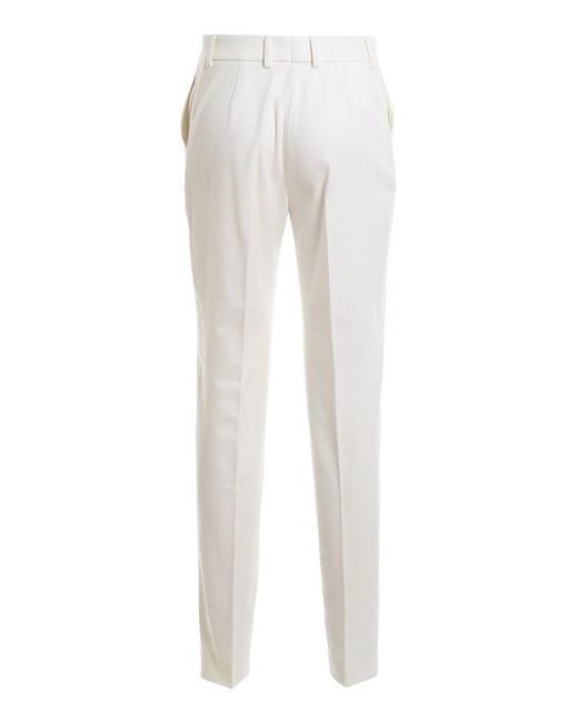 Alberta Ferretti White Pleated Tailored Trousers