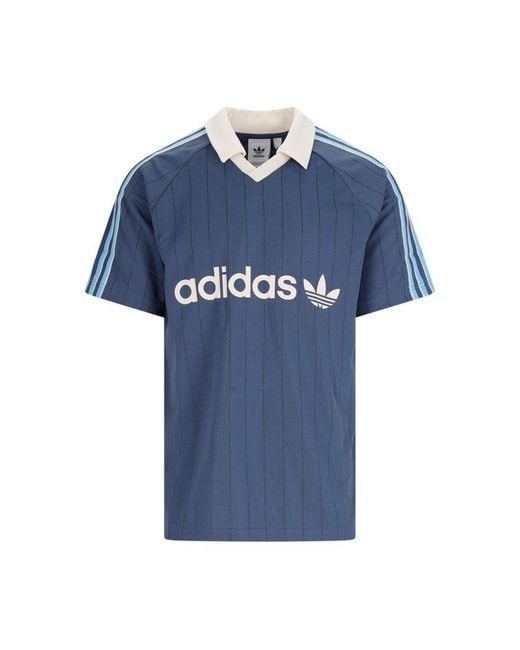 Adidas Originals Blue '3-stripes' Sports Polo Shirt for men