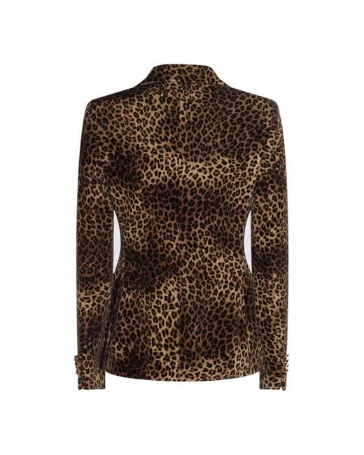 Tagliatore Brown Leopard Virgin Wool And Cashmere Blend Jalicya Blazer