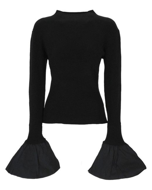 ROTATE BIRGER CHRISTENSEN Black Flared Sleeve Top