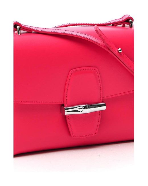 Longchamp Pink Roseau Foldover Top Crossbody Bag