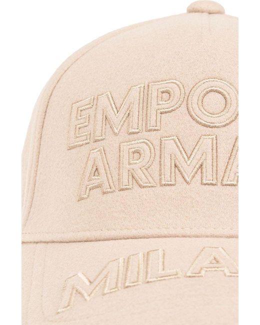 Emporio Armani Natural Baseball Cap With Logo, , Multicolor for men