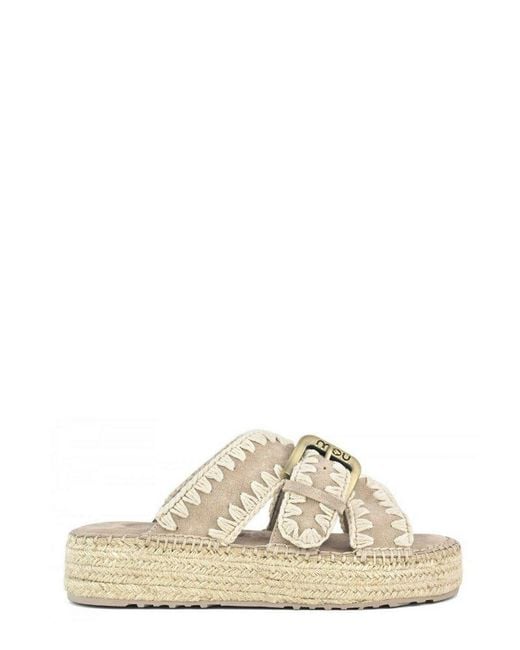 Mou Natural Crossover Strapped Sandals