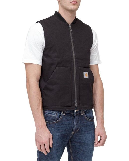 Carhartt WIP Logo Patch Quilted Gilet in Black for Men | Lyst UK