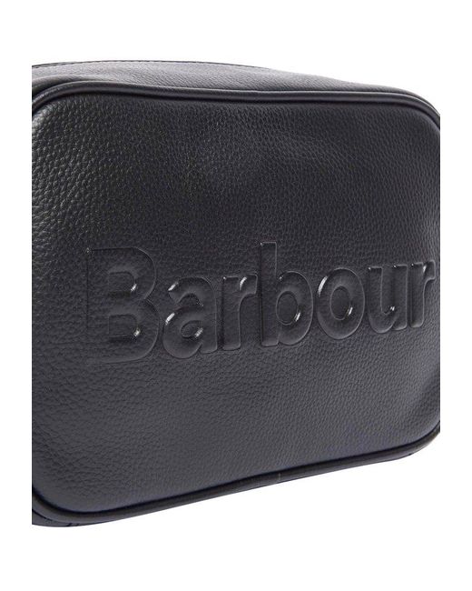 Barbour Gray Logo Embossed Zipped Clutch Bag for men