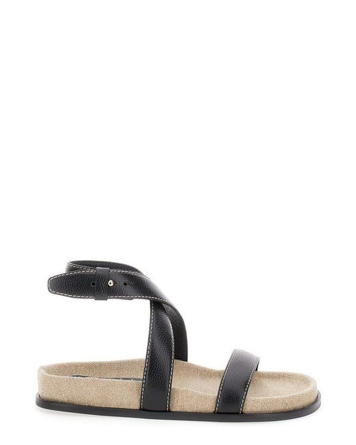 Totême  Black Ankle Strap Chunky Sandals