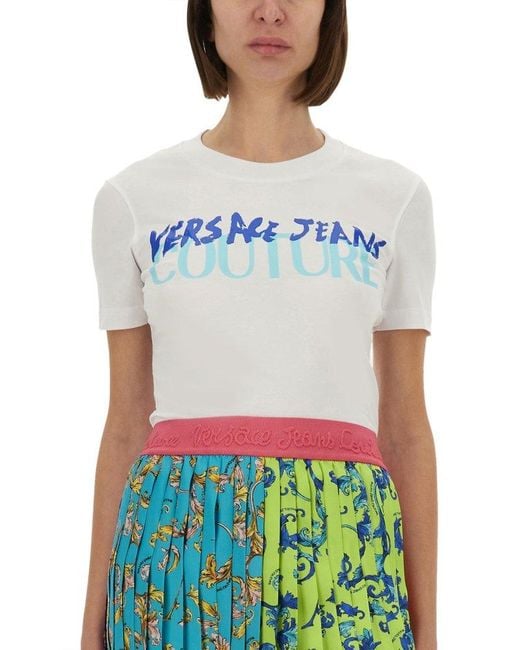 Versace Jeans Couture Green Logo Printed Crewneck T-Shirt