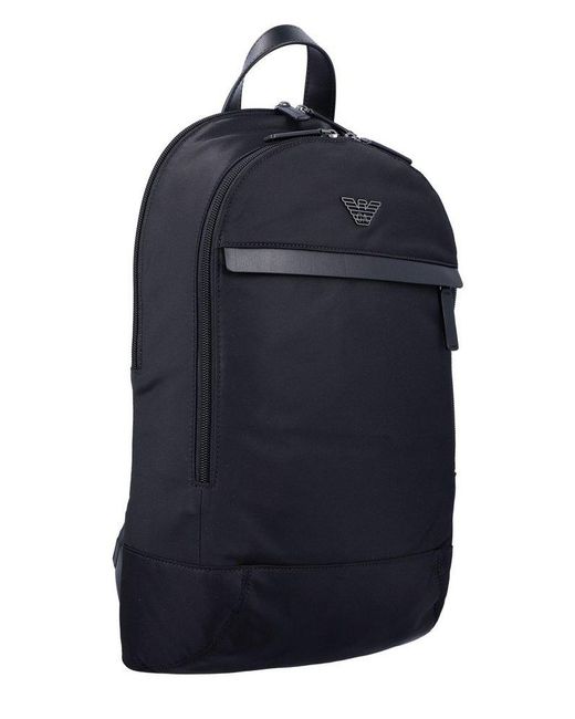 Emporio Armani Blue Logo Plaque Zip-Up Backpack for men