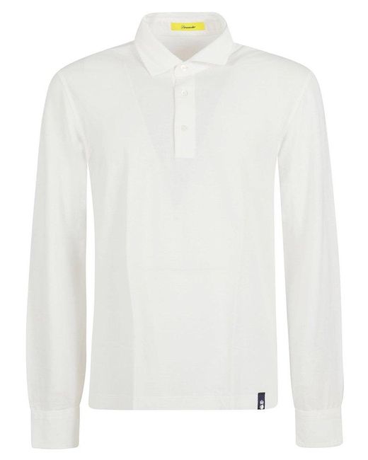 Drumohr White Long-sleeved Polo Shirt for men