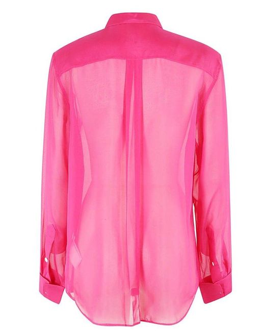 Helmut Lang Pink Long-sleeved Sheer Shirt