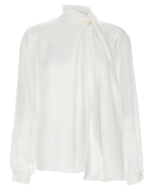 Alberta Ferretti White Satin Blouse Shirt, Blouse