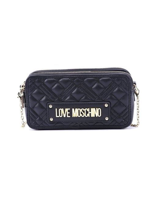 Love Moschino Blue Chain-linked Quilted Satchel Bag