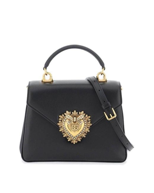 Dolce & Gabbana Black Devotion Logo Plaque Handbag