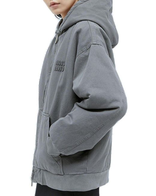 Miu Miu Gray Garment Dyed Gabardine Blouson Jacket