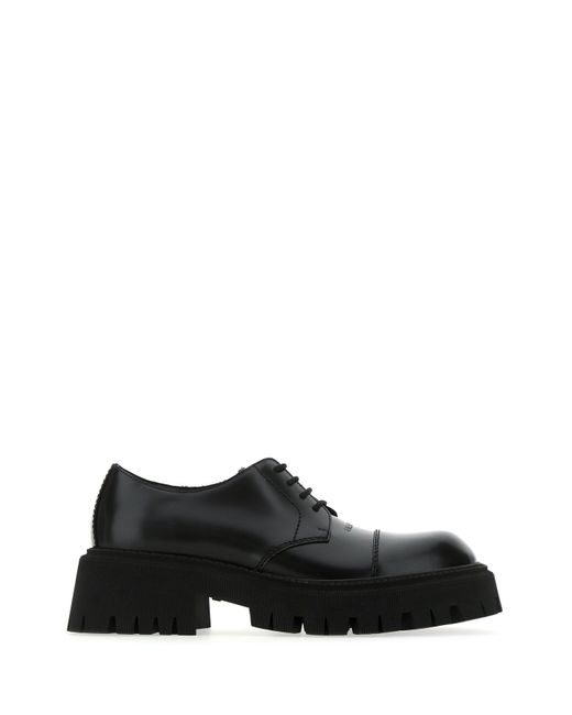Balenciaga Black Leather Tractor Derby Shoes for men