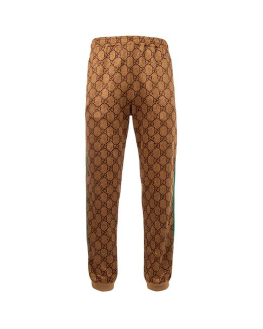 Gucci GG Supreme Web-stripe Track Pants in Brown for Men | Lyst