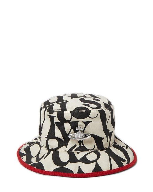 Vivienne Westwood White Logo-plaque Reversible Bucket Hat