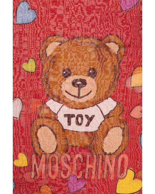 Moschino Red Printed Scarf,