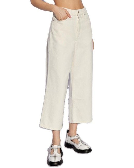 KENZO White Cropped Fit Wide Leg Jeans