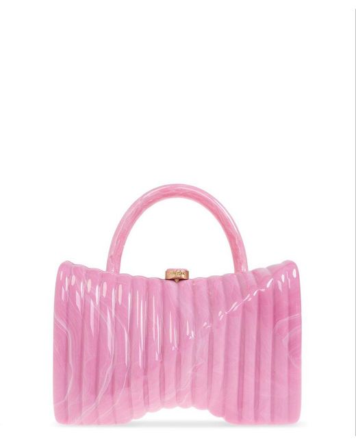 Cult Gaia Pink Cassidie Clap-Fastened Clutch Bag