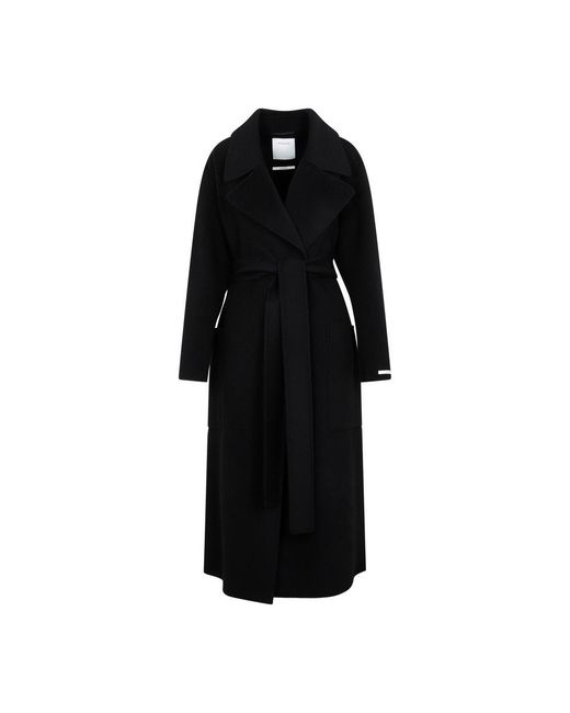 Sportmax Black Belted Waist Oversized Coat