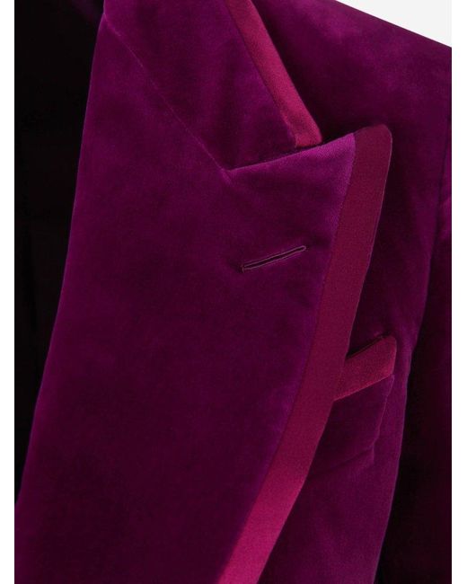 Tom Ford Purple Single-breasted Velvet Blazer