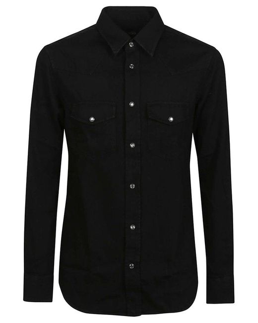 Tom Ford Black Pocket Patch Long-sleeved Shirt for men