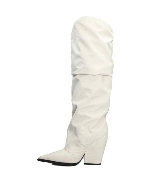Alexandre Vauthier White Pointed-toe Knee High Boots