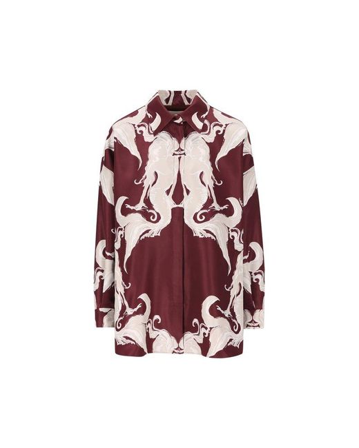 Valentino Red Pattern Printed Shirt