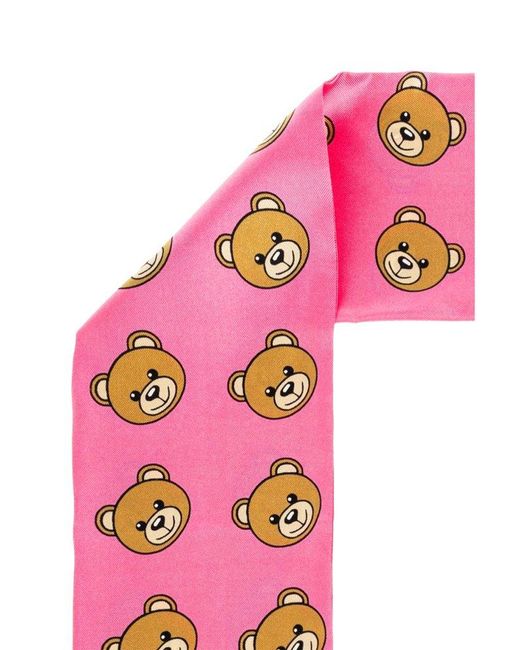 Moschino Pink Teddy Bear Pointed-tips Scarf for men