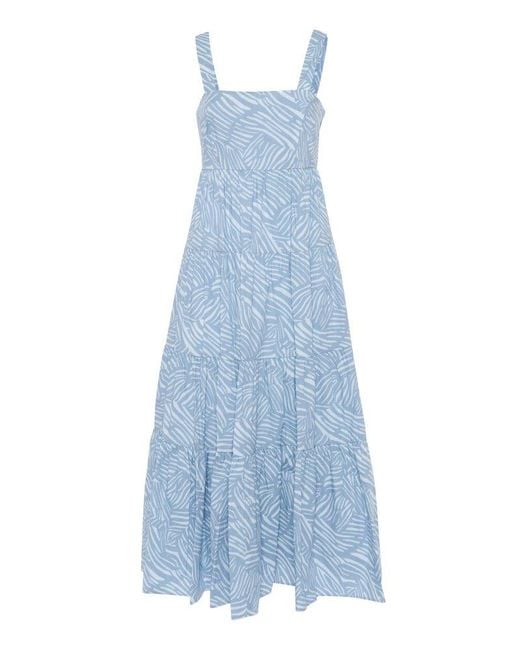 MICHAEL Michael Kors Blue Zebra-print Tiered Midi Dress