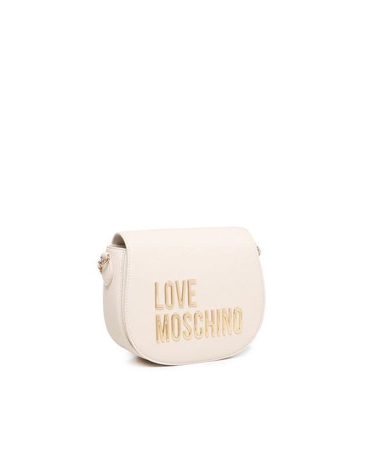 Love Moschino Natural Logo Lettering Chain Linked Crossbody Bag