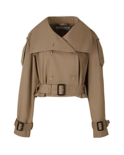 Acne Natural Double-breasted High-neck Trench Jacket