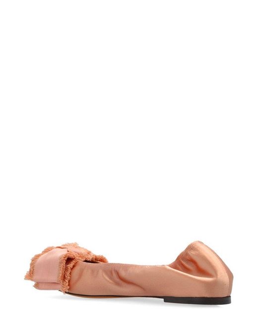 Lanvin Pink Bow Detailed Ballet Flats