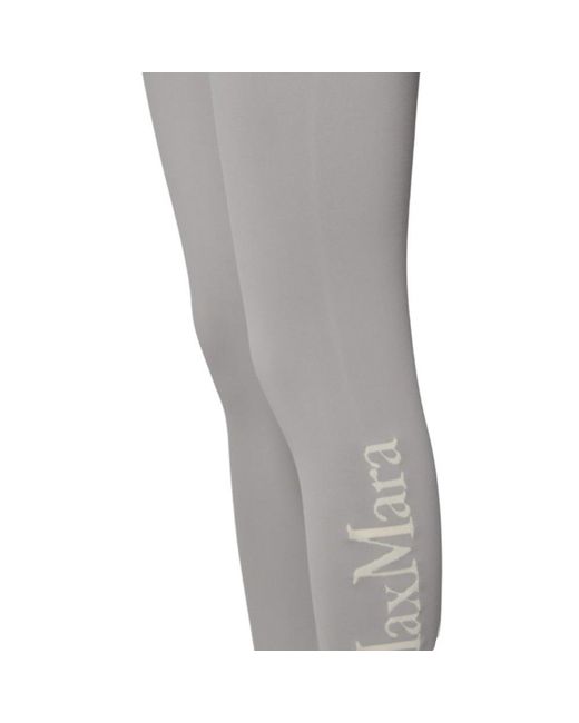 Max Mara Gray Basilea Logo Lettering Leggings