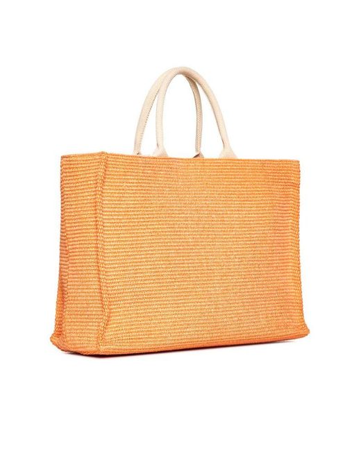 Marni Orange Basket Raffia Large Tote Bag
