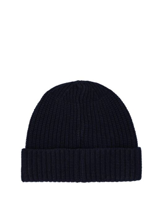 Stone Island Blue Logo Patch Knitted Beanie for men