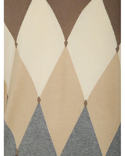 Ballantyne Gray Check Patterned Long-Sleeved Jumper for men