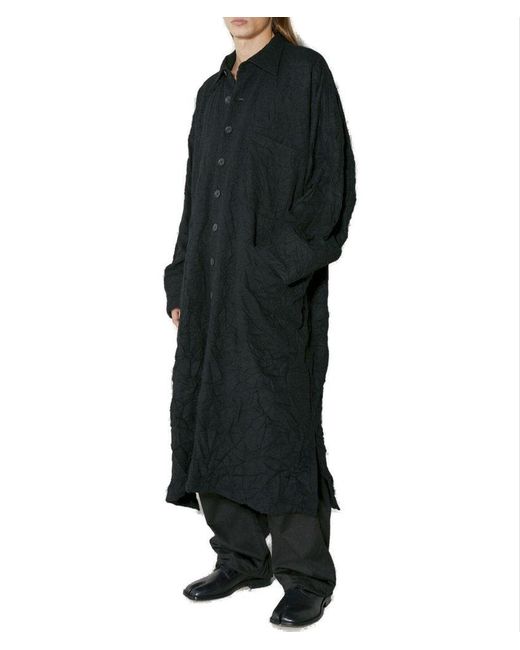 Yohji Yamamoto Black Wrinkled Single-breasted Coat for men