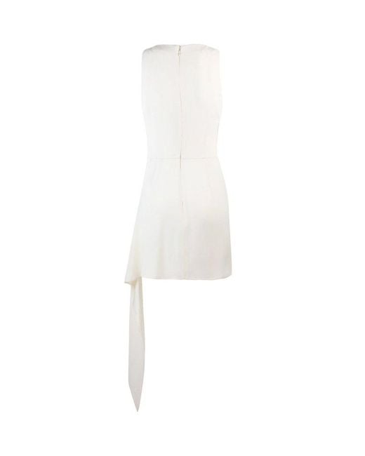 Elisabetta Franchi White Sleeveless Draped Mini Dress