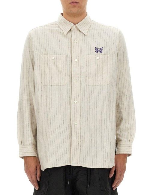 Needles White Buttoned Long-sleeved Shirt for men