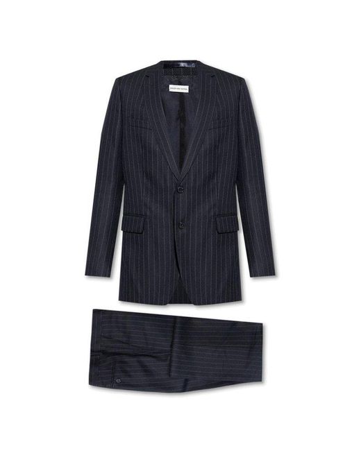 Dries Van Noten Blue Pinstripe Suit for men