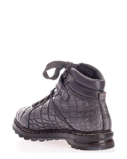 Dolce & Gabbana Gray Embossed Lace-up Boots for men