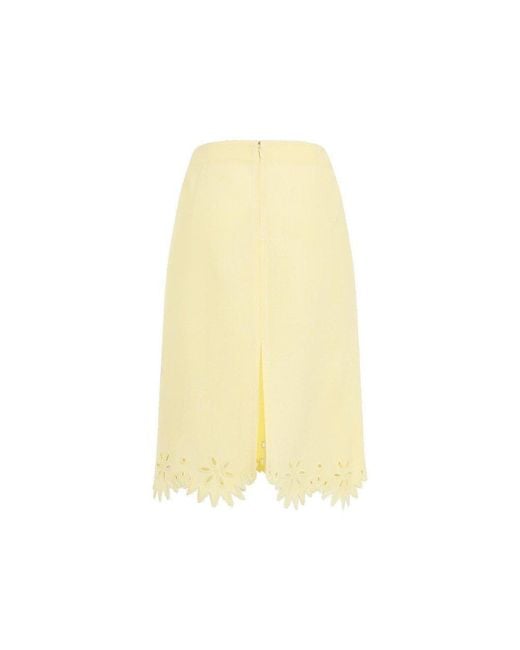 Bottega Veneta Yellow English Embroidery Skirt